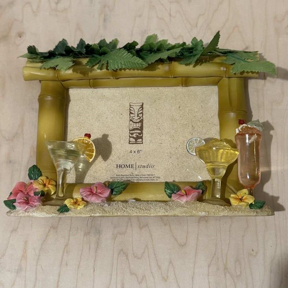Home Studio Tiki Hut Margarita Martini Beach Bar 4x6 Picture Frame NEW